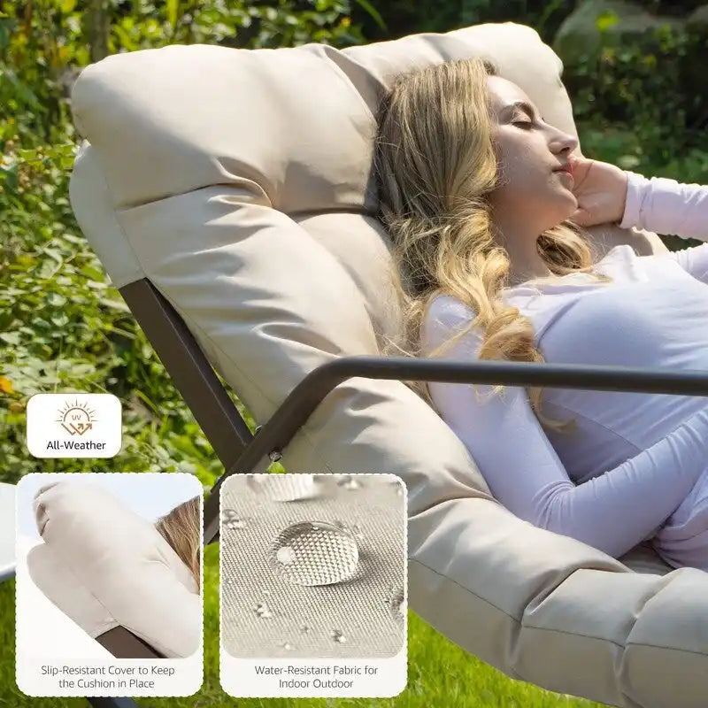 Fauteuil berçant surdimensionné, transat d'extérieur très large de 204 kg avec coussins résistants à l'eau