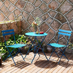 Ensemble bistro pliant 3 pièces en métal, ensemble de conversation intérieur/extérieur résistant aux intempéries pour patio, cour, jardin