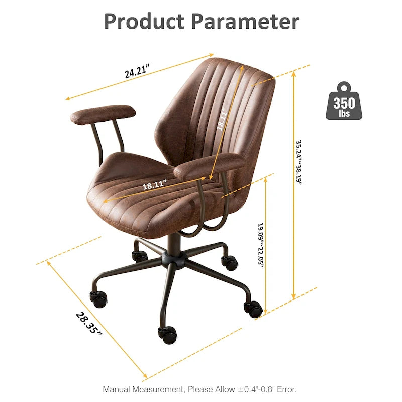 Chaise de Bureau Ergonomique en Tissu Suédé OVIOS avec Support Lombaire