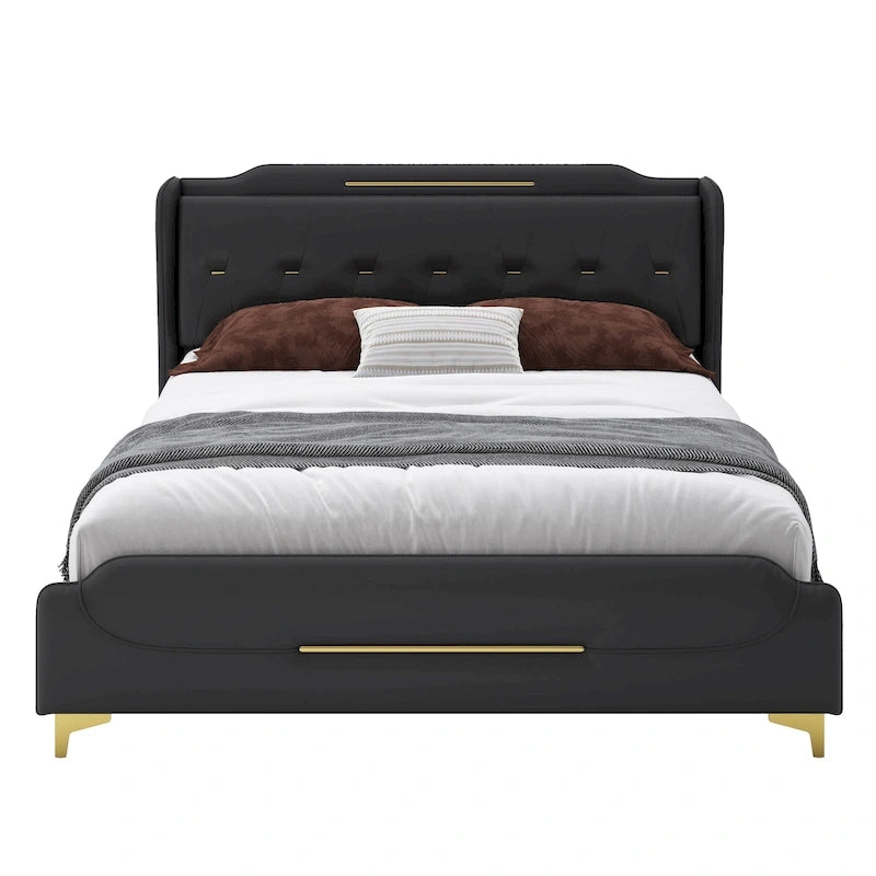Lit rembourré moderne en cuir PU Uphou de Christopher Knight Home