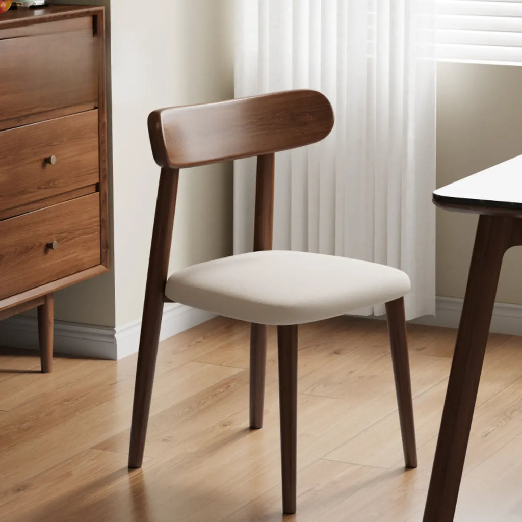 Chaise de salle à manger moderne en cuir sans accoudoirs avec dossier bas
