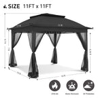 Cozywor Tonnelle escamotable en acier de 3,35 m x 3,35 m avec moustiquaire