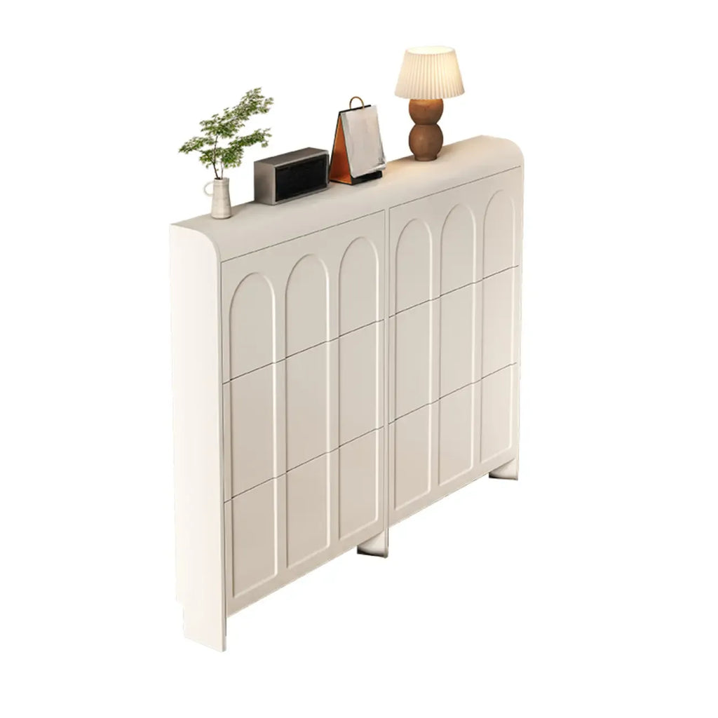 Meuble de rangement pour chaussures en bois blanc à 3 niveaux et à façade abattante Slim