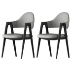 Chaise de salle à manger en cuir moderne avec dossier incurvé et ouvert