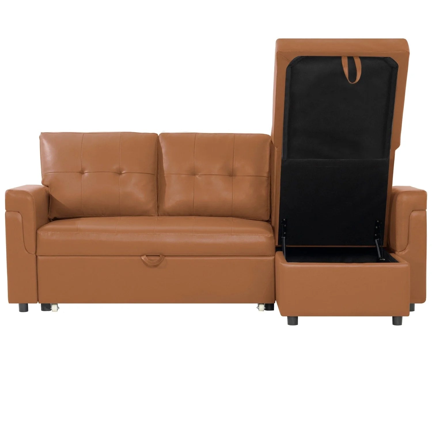 Canapé d'angle réversible convertible avec lit gigogne, méridienne avec rangement dissimulé et pieds durables