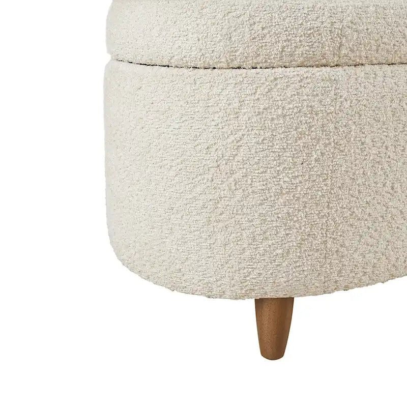 Banc de rangement rabattable en tissu bouclé taupe INK+IVY Bailey
