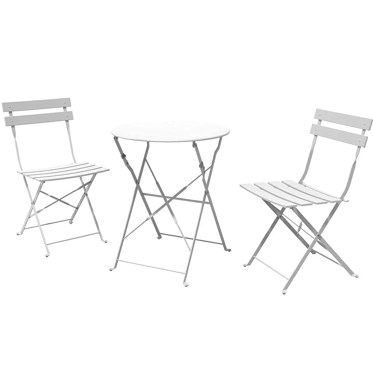 Ensemble bistro pliant 3 pièces en métal, ensemble de conversation intérieur/extérieur résistant aux intempéries pour patio, cour, jardin