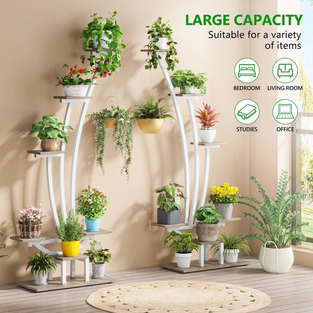 Support pour Plantes d'Intérieur, Étagère à Fleurs à 6 Niveaux pour Jardin Domestique - Lot de 2