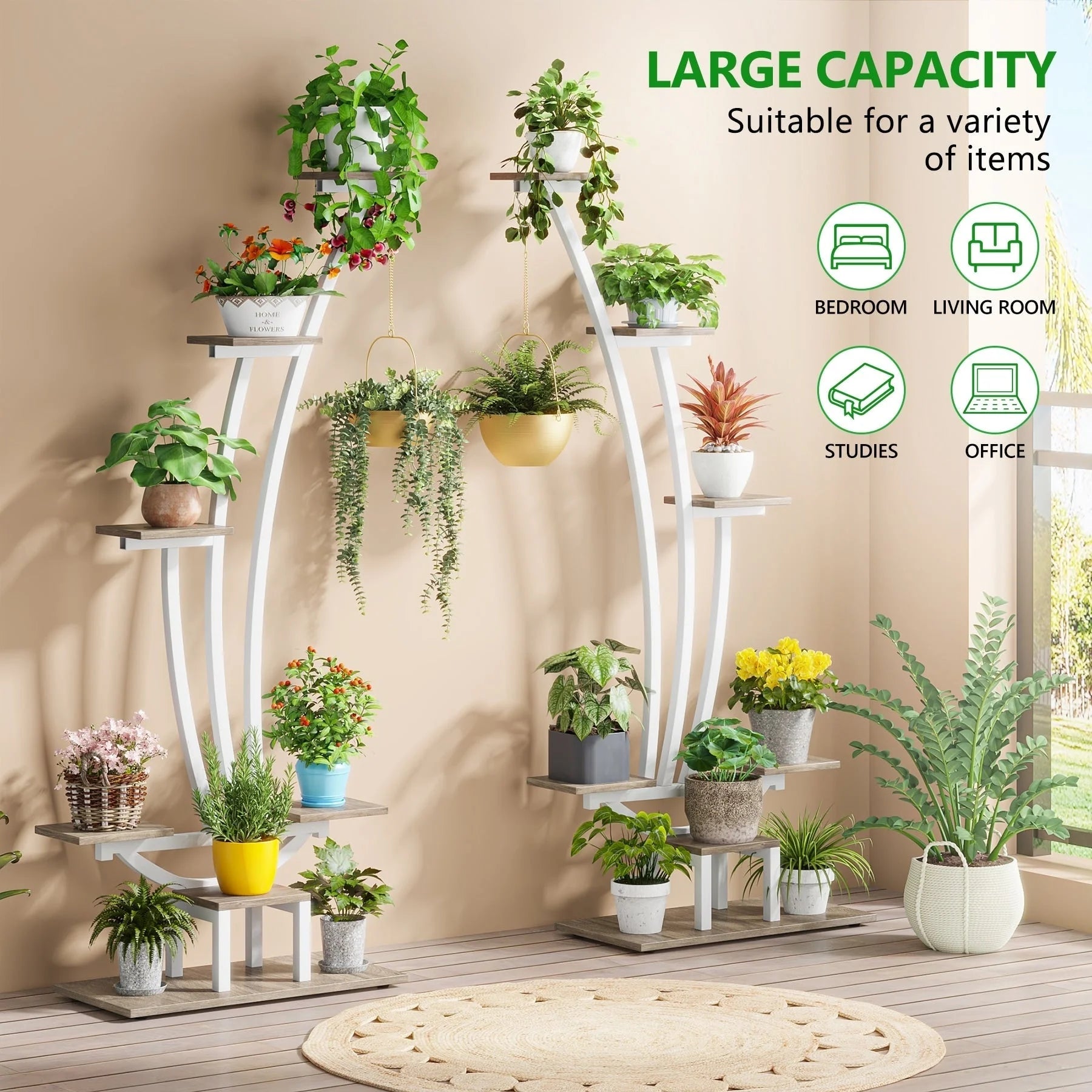 Support pour Plantes d'Intérieur, Étagère à Fleurs à 6 Niveaux pour Jardin Domestique - Lot de 2