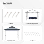 Outsunny Tonnelle Pop Up 3,6 x 3,6 m, Tente Pliante Instantanée avec Murs Latéraux en Maille Filet, Hauteur Réglable sur 3 Niveaux