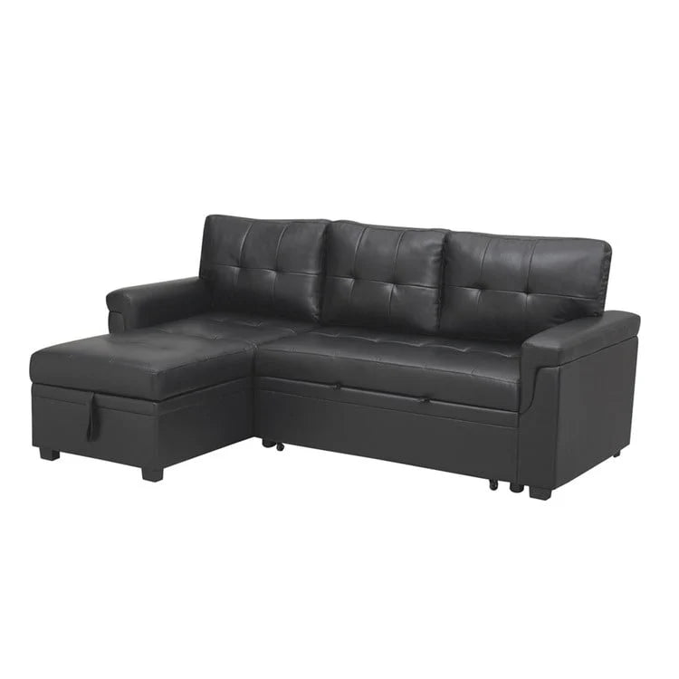 Canapé d'angle réversible convertible avec lit gigogne, méridienne avec rangement dissimulé et pieds durables