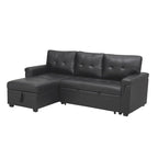 Canapé d'angle réversible convertible avec lit gigogne, méridienne avec rangement dissimulé et pieds durables