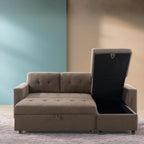 Canapé d'angle réversible convertible avec lit gigogne, méridienne avec rangement dissimulé et pieds durables