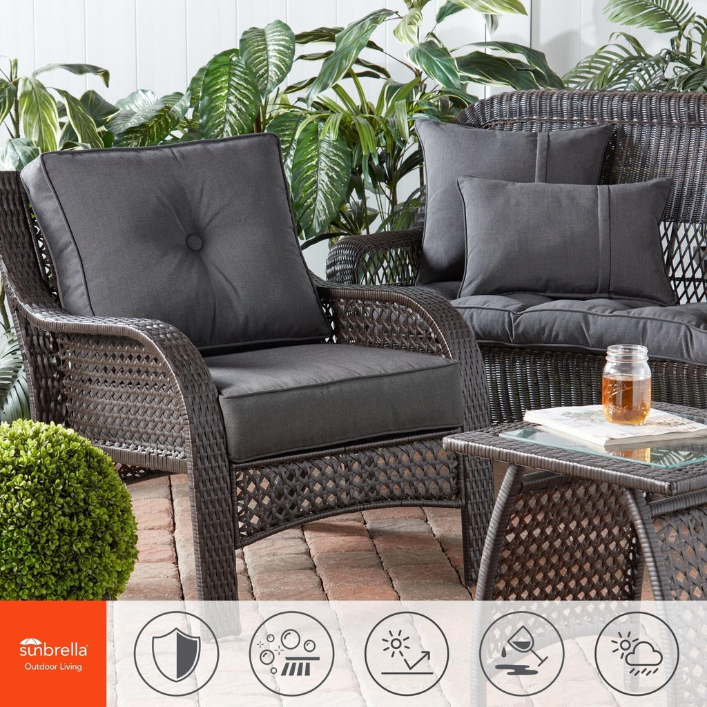 Ensemble de 2 coussins d'extérieur Sunbrella haut de gamme à assise profonde