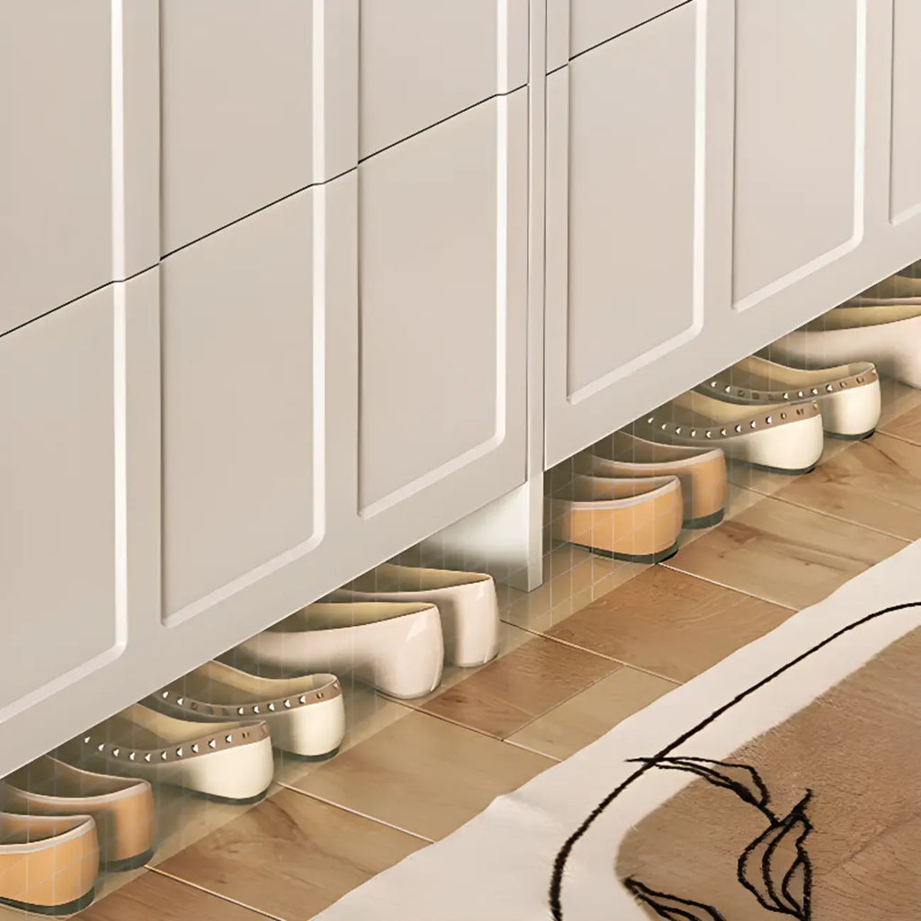 Meuble de rangement pour chaussures en bois blanc à 3 niveaux et à façade abattante Slim