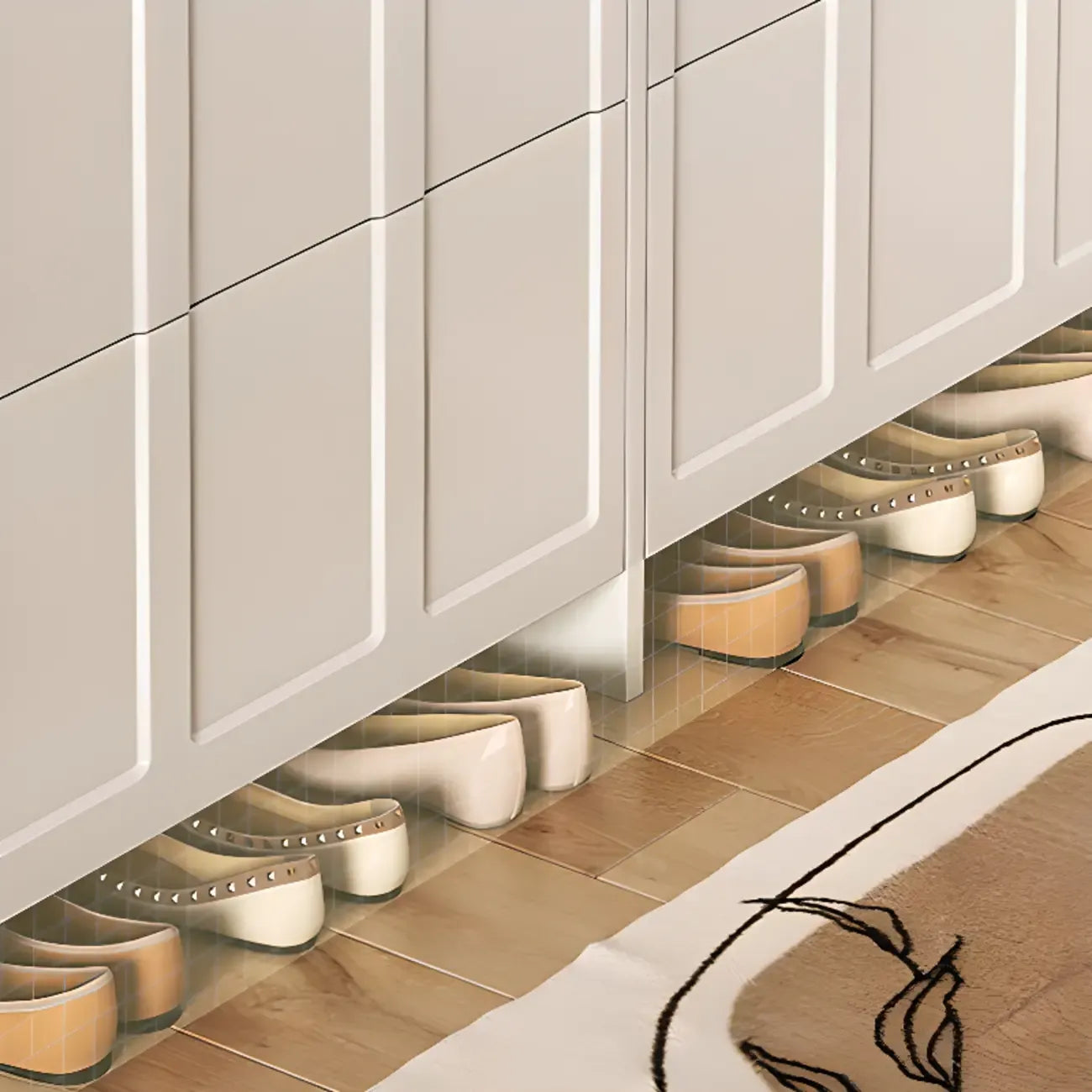 Meuble de rangement pour chaussures en bois blanc à 3 niveaux et à façade abattante Slim