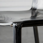 Chaise de salle à manger en acrylique ambré sans accoudoirs et à dossier bas