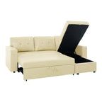 Canapé d'angle réversible convertible avec lit gigogne, méridienne avec rangement dissimulé et pieds durables