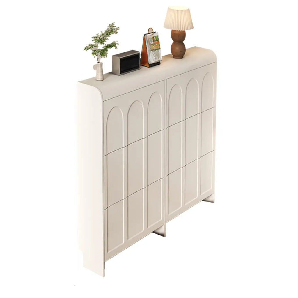 Meuble de rangement pour chaussures en bois blanc à 3 niveaux et à façade abattante Slim