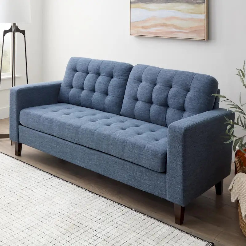 Canapé Brookside Brynn 76 po. avec accoudoirs carrés en similicuir/velours/tissu