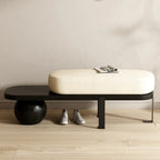 Banc court moderne en bois beige rembourré