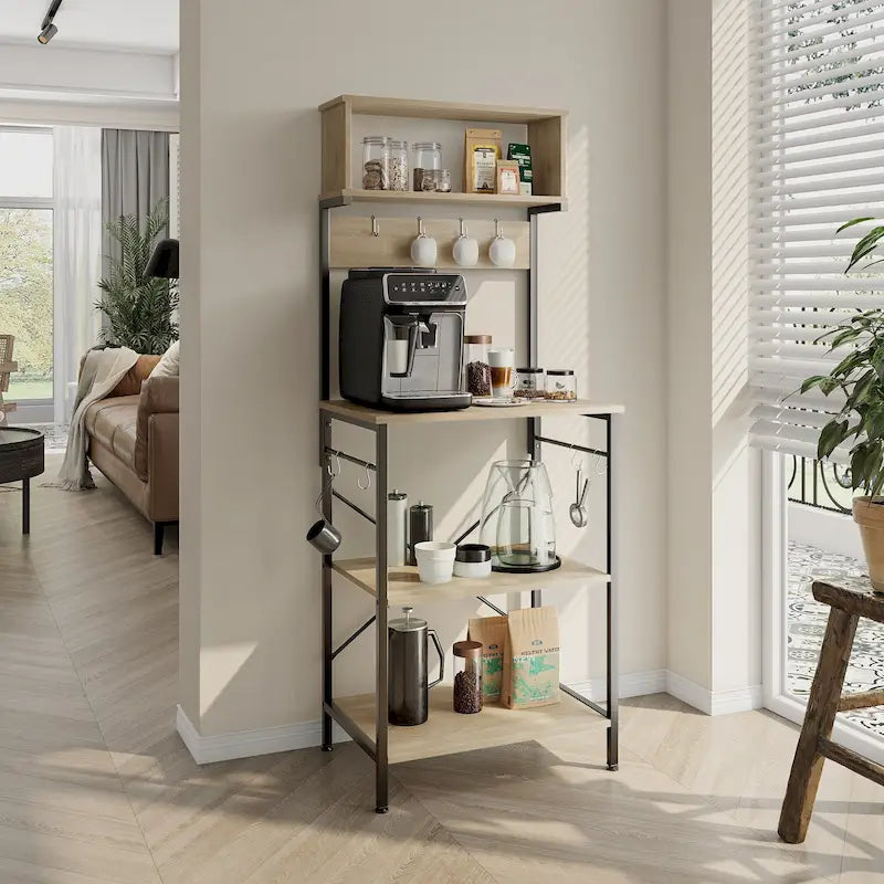 Étagère de cuisine de 60 pouces avec huche et 8 crochets latéraux