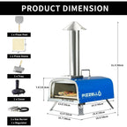 Four à pizza d'extérieur multi-combustibles avec brûleur à gaz et boîte à bois - 30 cm