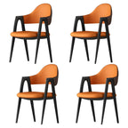 Chaise de salle à manger en cuir moderne avec dossier incurvé et ouvert
