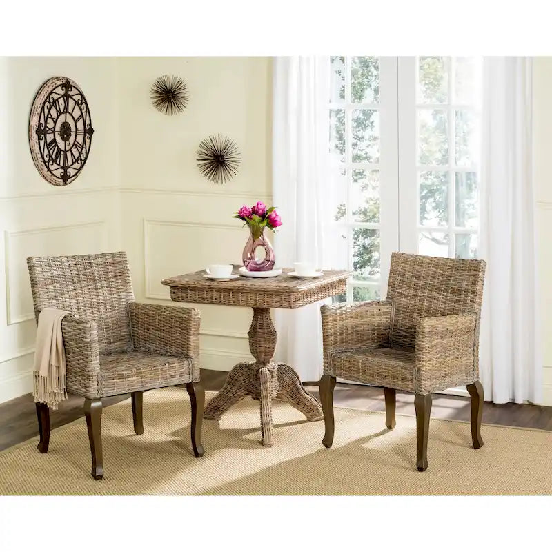 Chaise de salle à manger naturelle Alearda de SAFAVIEH (Lot de 2) - 23 x 24.4 x 34 - 23L x 24P x 34H