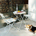 Ensemble bistro pliant 3 pièces en métal, ensemble de conversation intérieur/extérieur résistant aux intempéries pour patio, cour, jardin