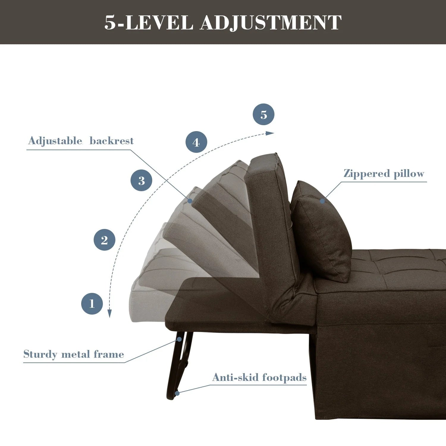 Canapé Convertible Lit Canapé Fauteuil Ottoman Pliant Fauteuils Inclinables pour Salon