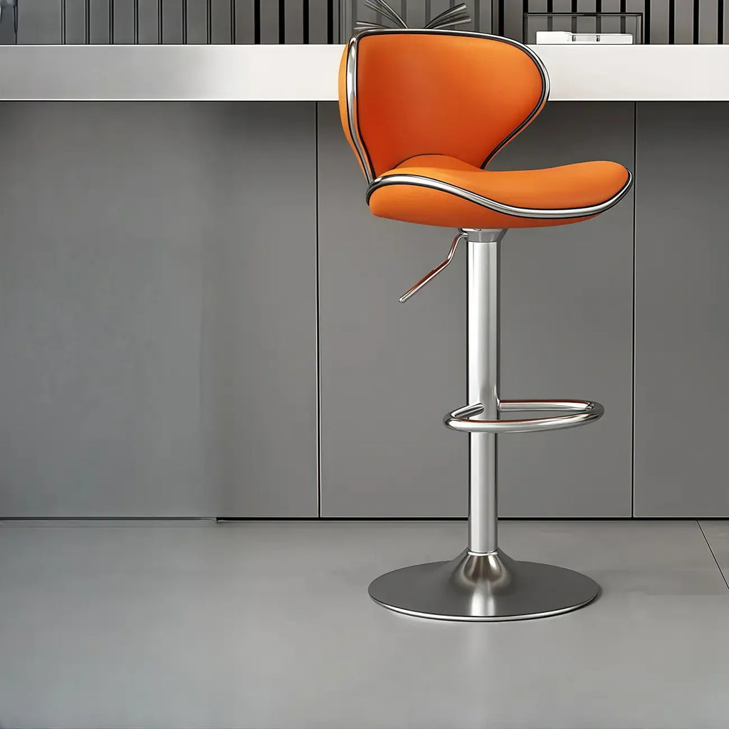 Tabouret de bar pivotant réglable en cuir rembourré