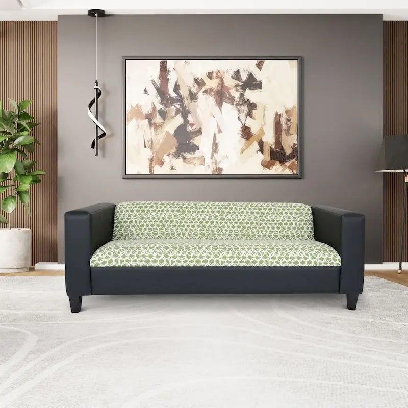 Coast to Coast Sofas Canapé trois places de style Mid-Century en similicuir avec cadre en bois massif et rembourrage