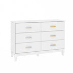 Commode double Timechee à 6 tiroirs, 120 cm de large, pieds en bois massif, finition laquée