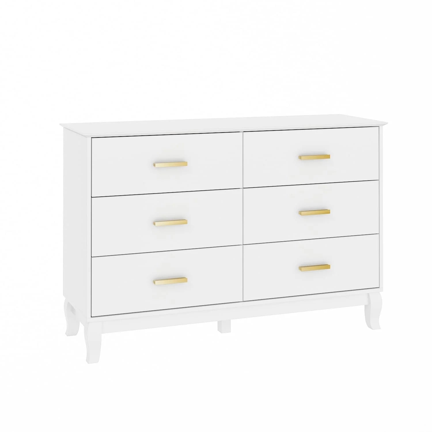 Commode double Timechee à 6 tiroirs, 120 cm de large, pieds en bois massif, finition laquée