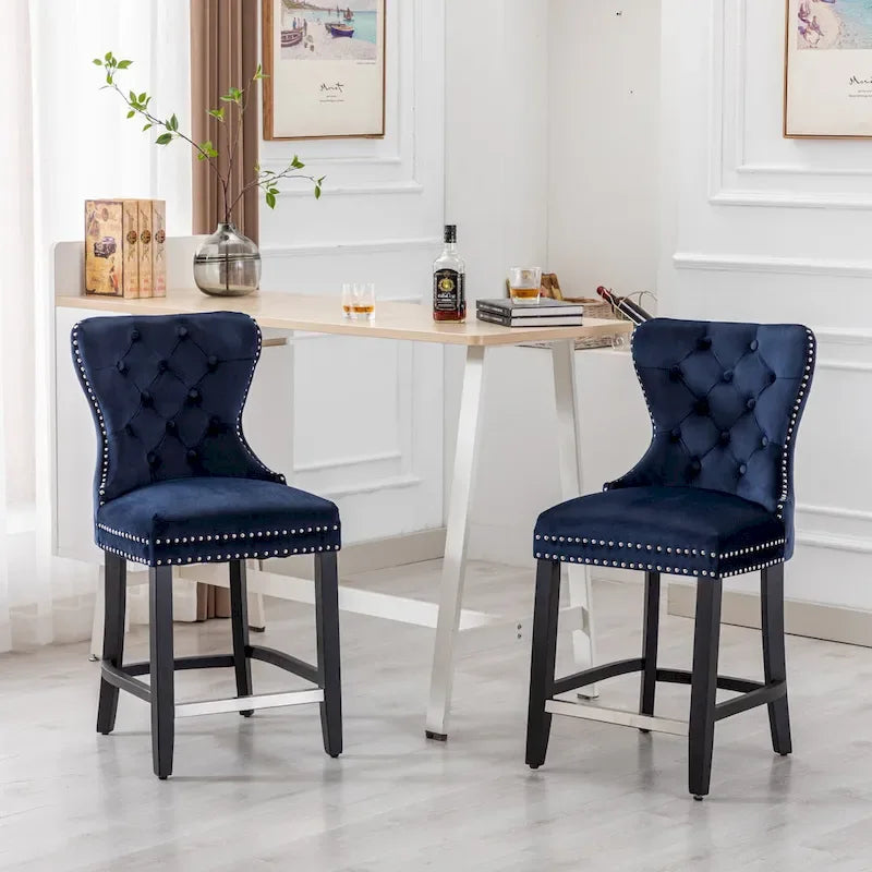 Tabouret de comptoir Carter 24 Wingback capitonné avec clous (lot de 2)