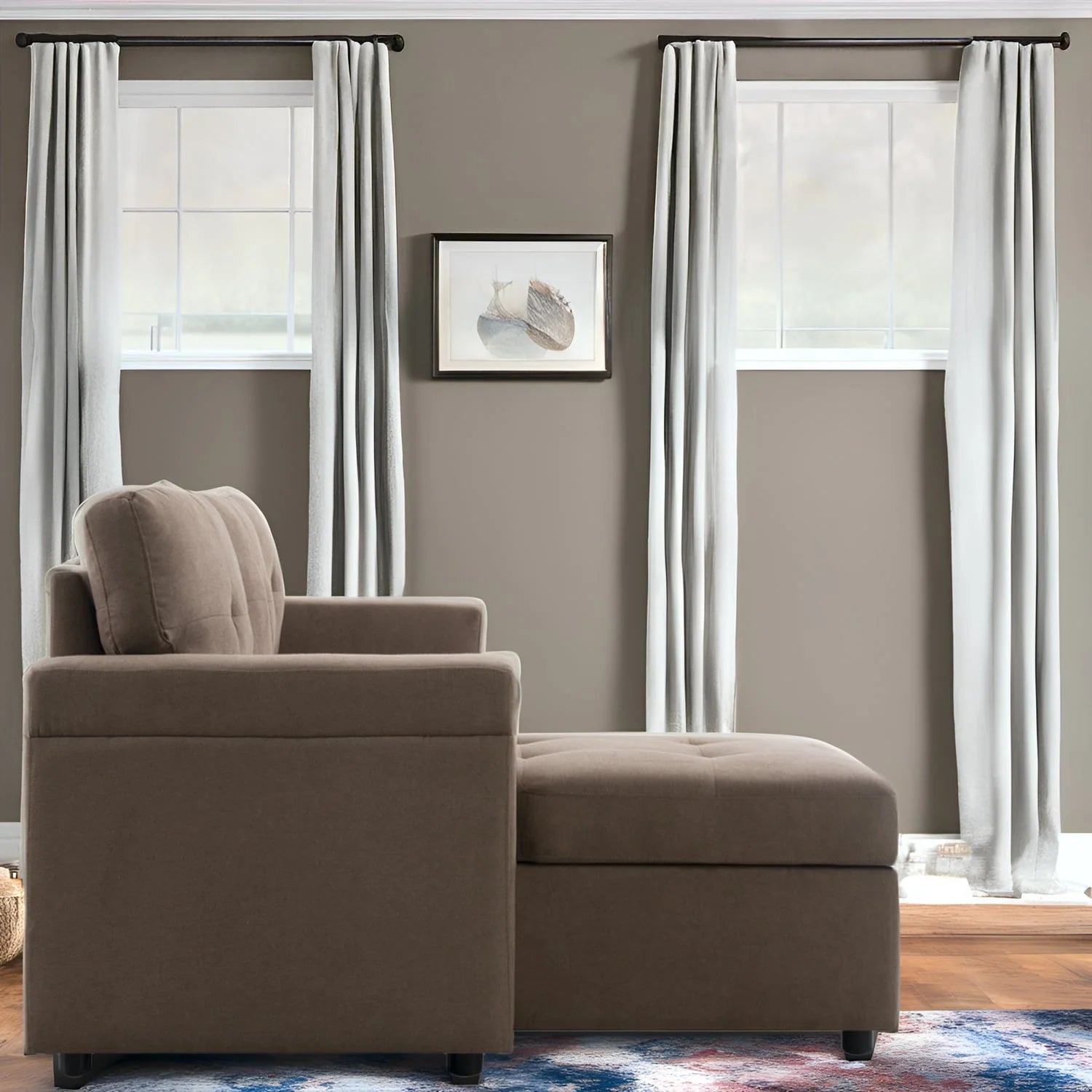 Canapé d'angle réversible convertible avec lit gigogne, méridienne avec rangement dissimulé et pieds durables