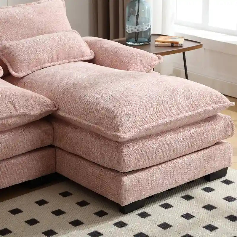 Canapé sectionnel Cloud pour salon, canapé moderne en chenille/bouclette en forme de U, canapé-lit modulaire confortable avec double méridienne