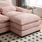 Canapé sectionnel Cloud pour salon, canapé moderne en chenille/bouclette en forme de U, canapé-lit modulaire confortable avec double méridienne