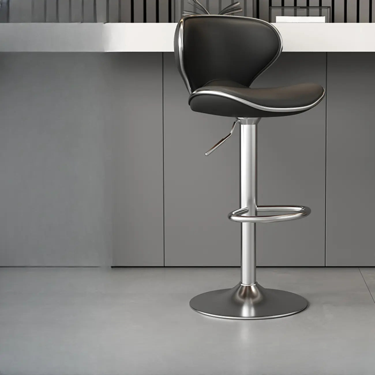 Tabouret de bar pivotant réglable en cuir rembourré