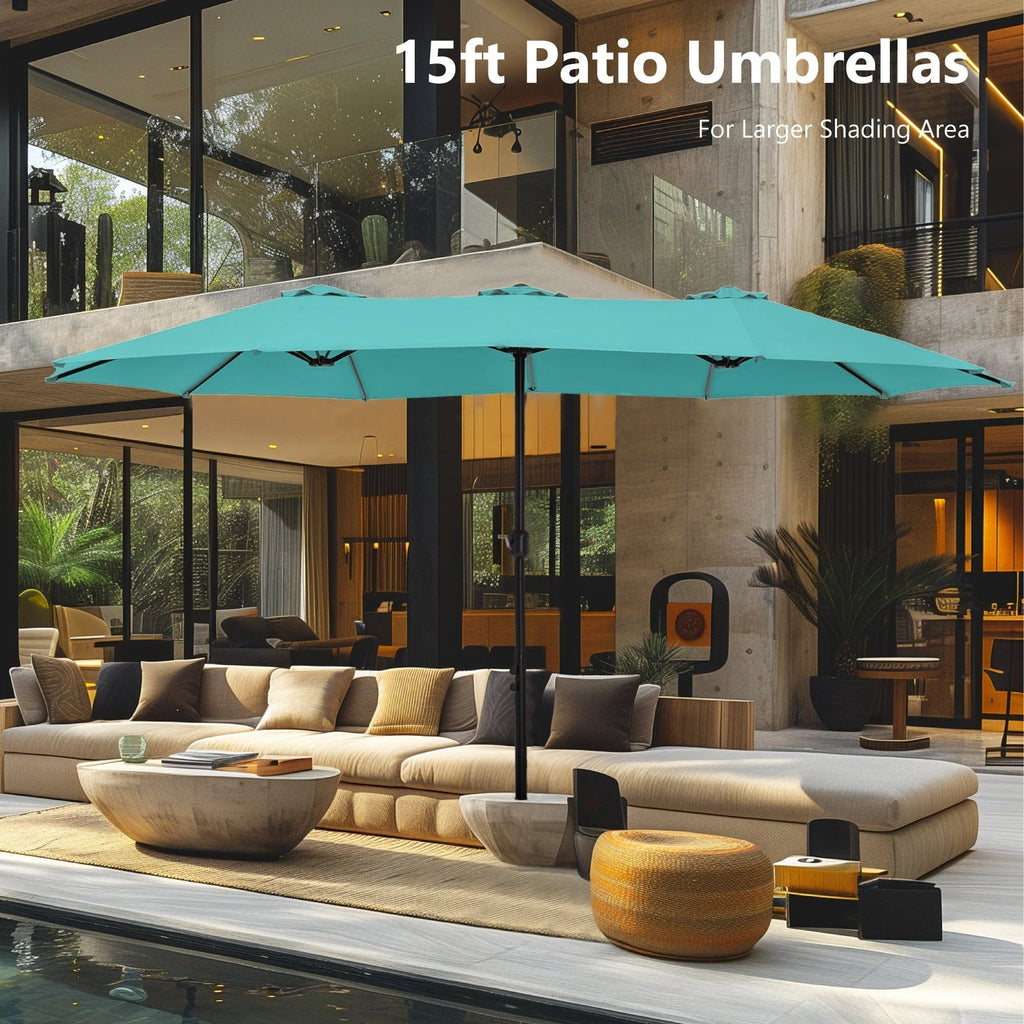 MAISON ARTS Parasol double de 4,5 m pour terrasse, grande taille, avec pied inclus