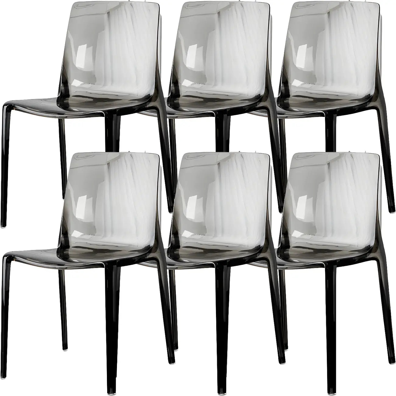 Chaise de salle à manger en acrylique ambré sans accoudoirs et à dossier bas