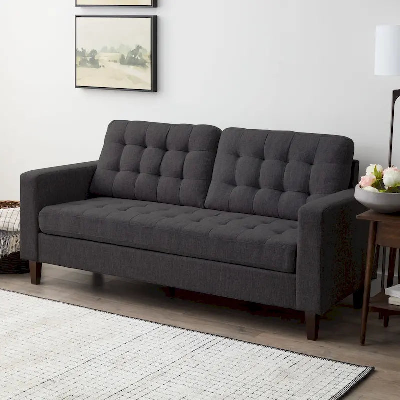 Canapé Brookside Brynn 76 po. avec accoudoirs carrés en similicuir/velours/tissu