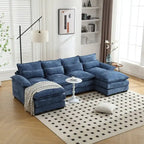 Canapé sectionnel Cloud pour salon, canapé moderne en chenille/bouclette en forme de U, canapé-lit modulaire confortable avec double méridienne