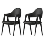 Chaise de salle à manger en cuir moderne avec dossier incurvé et ouvert