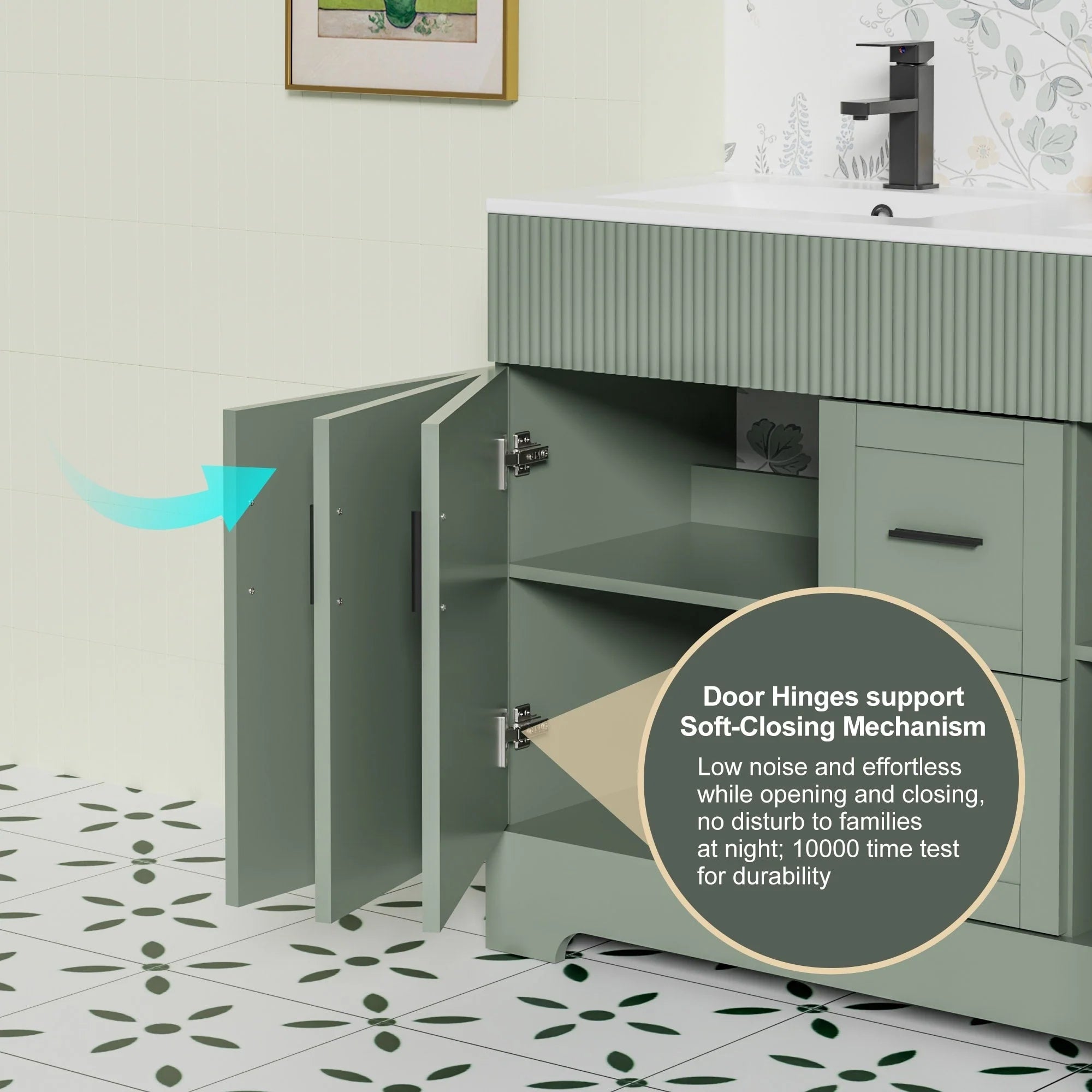 Meuble-lavabo Wavy Line 30/36/48 avec évier et robinet