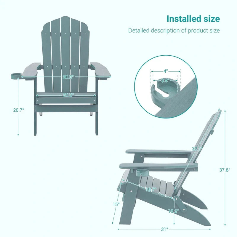 Lot de 2 chaises Adirondack pliantes Bonosuki pour patio et brasero