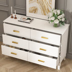 Commode double Timechee à 6 tiroirs, 120 cm de large, pieds en bois massif, finition laquée