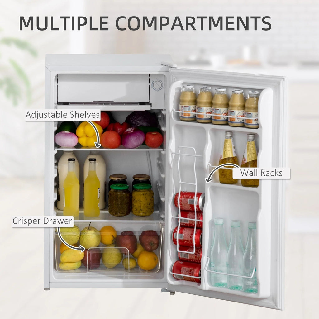 HOMCOM Mini-réfrigérateur avec congélateur 90 L, petit réfrigérateur avec thermostat réglable pour chambre