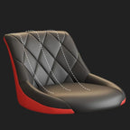 Tabouret de bar pivotant, capitonné en losanges, réglable, cuir PU noir et rouge